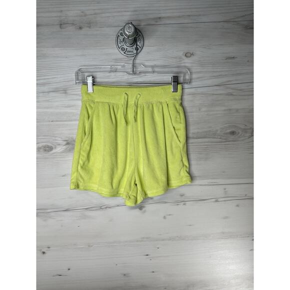 Old Navy Shorts Womens XS Lime Green Terry Cloth Elastic Waist Pockets Lounge - Picture 1 of 9